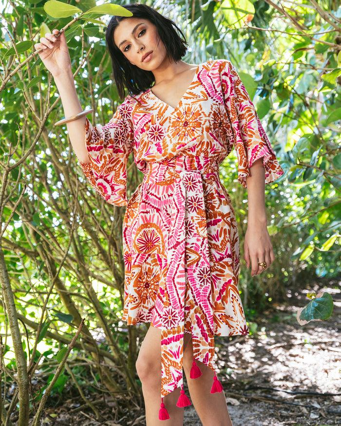 figue Noah Dress Sunburst Medallion Azalea Pink