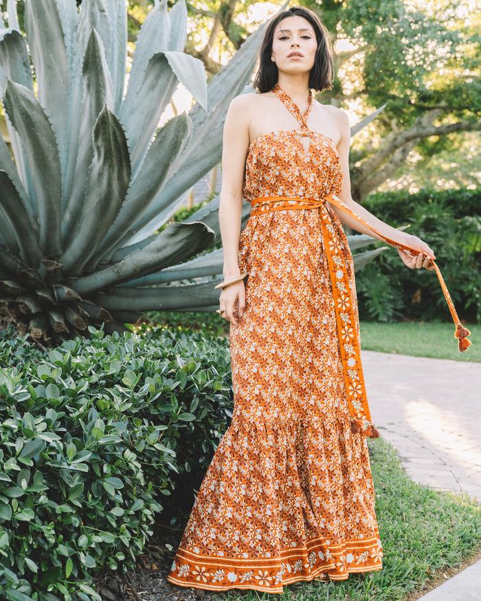 Figue Nylah Dress Bohemian Floral Burnt Sienna
