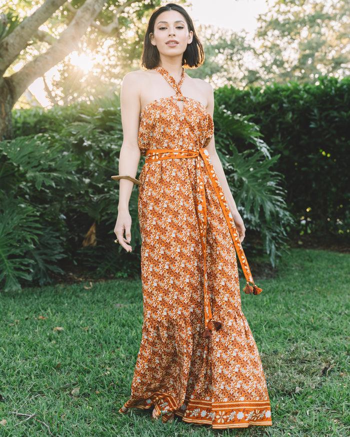 figue Nylah Dress Bohemian Floral Burnt Sienna