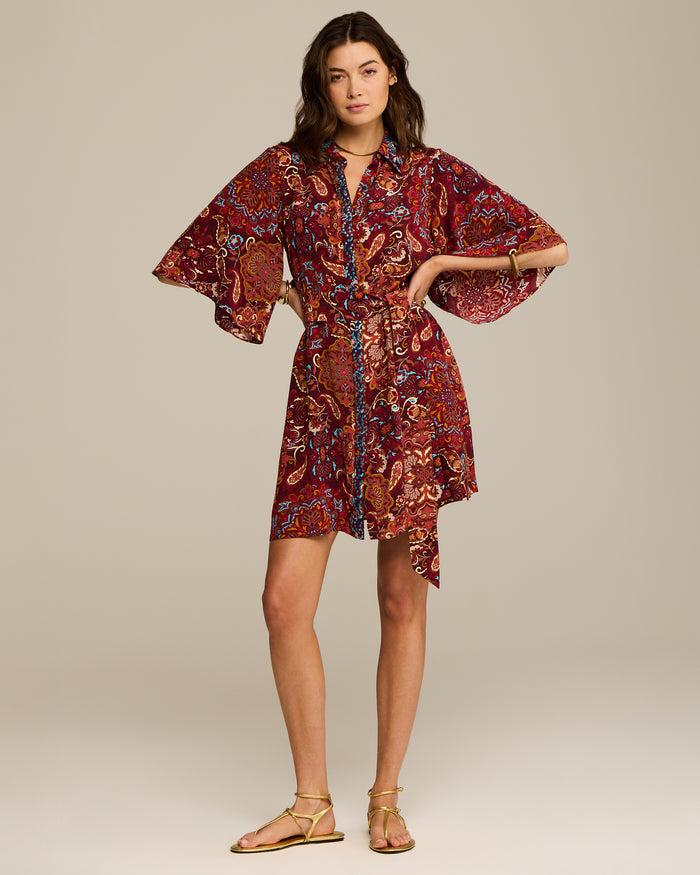 Figue Pamela Dress Kaleidoscope Paisley Combo Red
