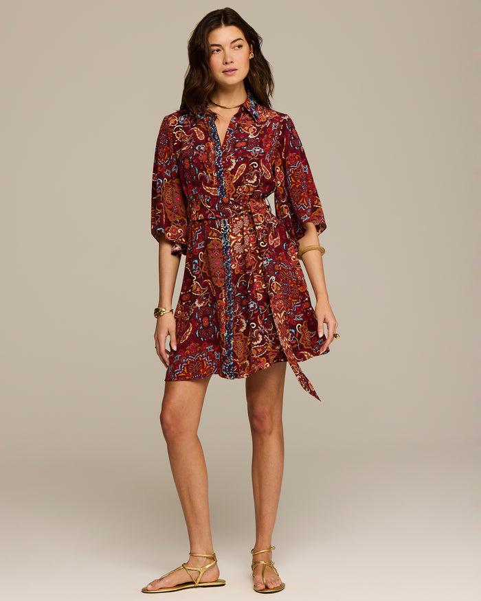 Figue Pamela Dress Kaleidoscope Paisley Combo Red