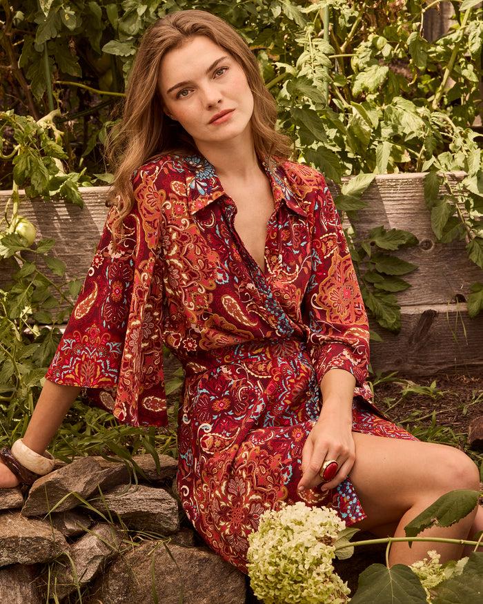 figue Pamela Dress Kaleidoscope Paisley Combo Red