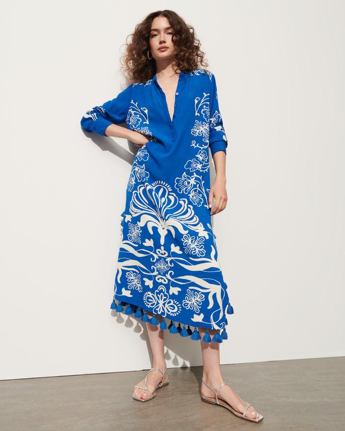 Figue Paolina Kaftan Floral Filigree Lapis Blue