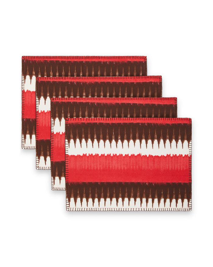 figue Placemats Set of 4 Ikat Stripe Coral