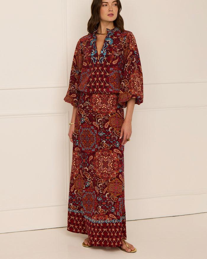 Figue Raelynn Skirt Kaleidoscope Paisley Combo Red