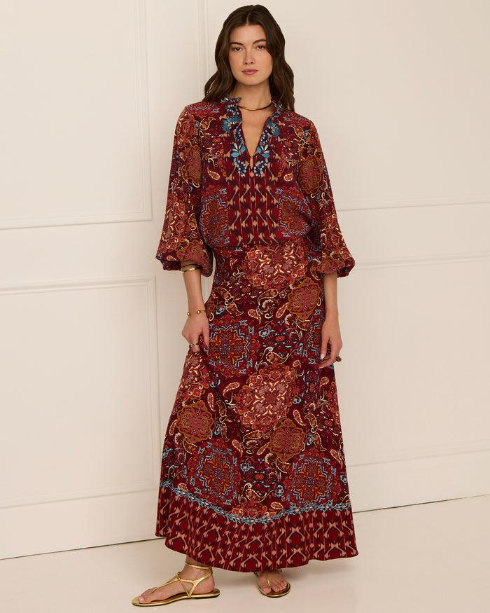 figue Raelynn Skirt Kaleidoscope Paisley Combo Red