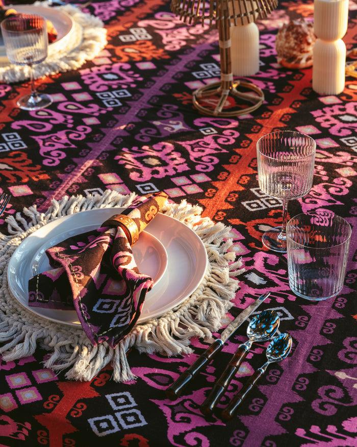 figue Rectangle Tablecloth Dancing Ikat Ganache