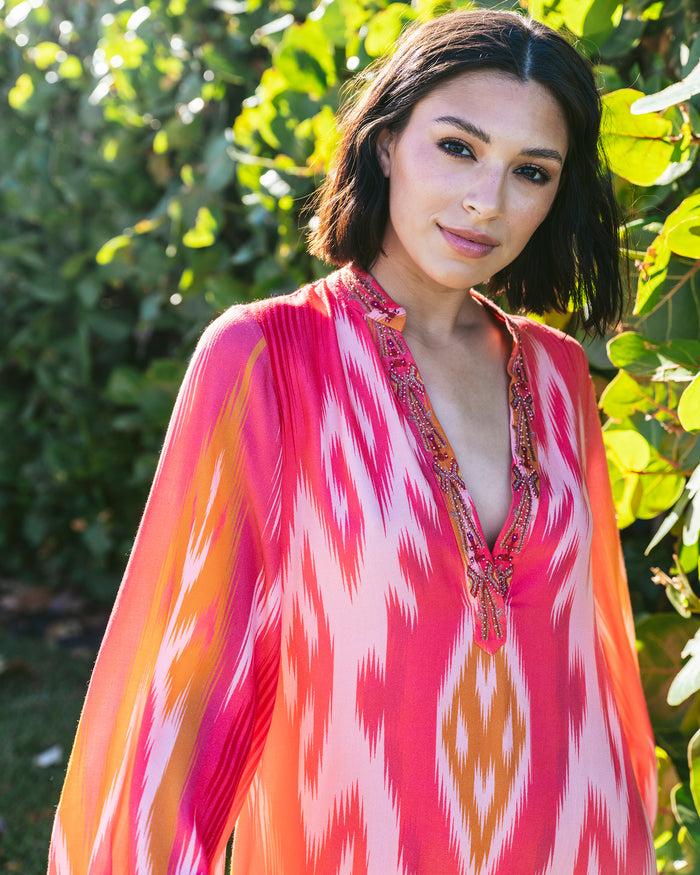 Figue Rylene Dress Salome Ikat Sunset Coral