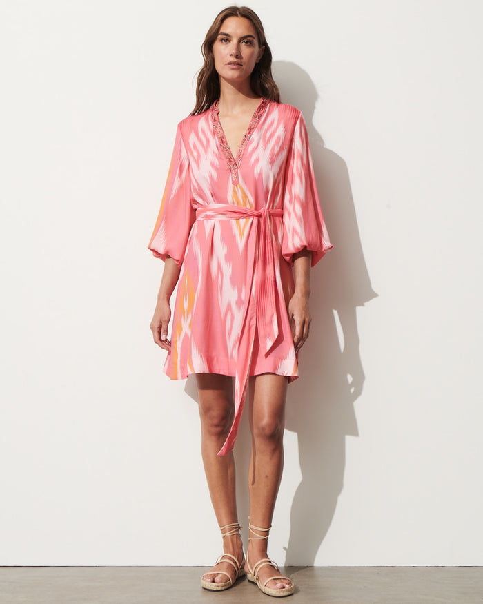 Figue Rylene Dress Salome Ikat Sunset Coral