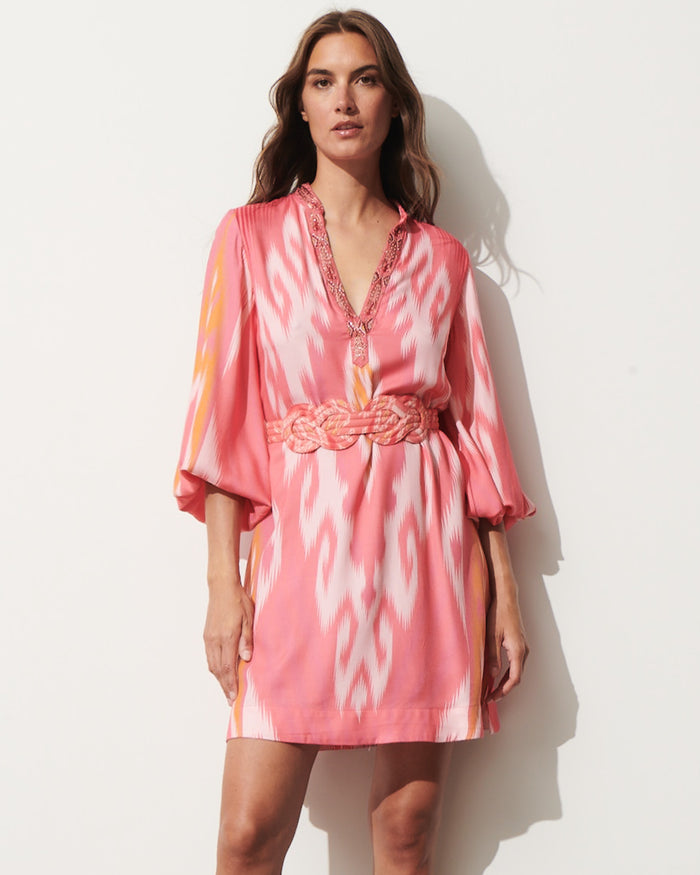 Figue Rylene Dress Salome Ikat Sunset Coral
