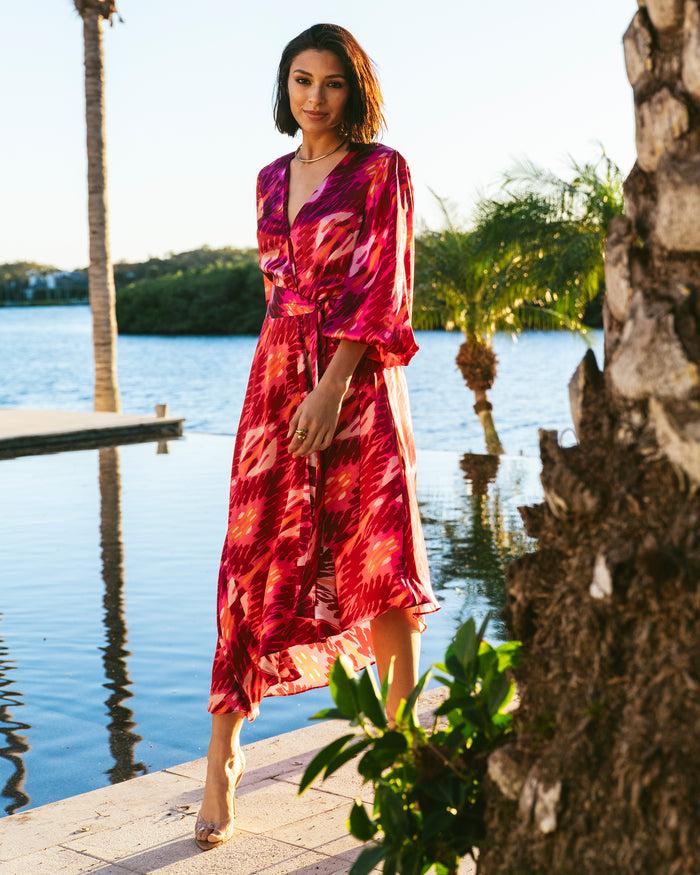 Figue Soraya Dress Iznik Ikat Sangria Red