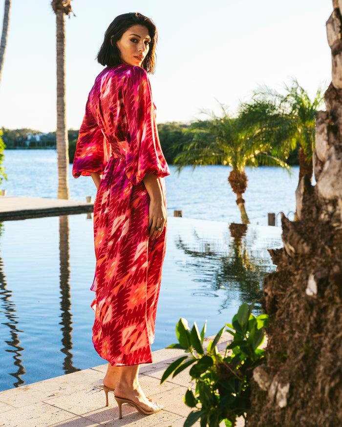 Figue Soraya Dress Iznik Ikat Sangria Red
