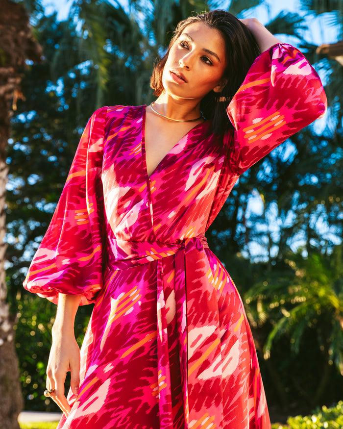 Figue Soraya Dress Iznik Ikat Sangria Red