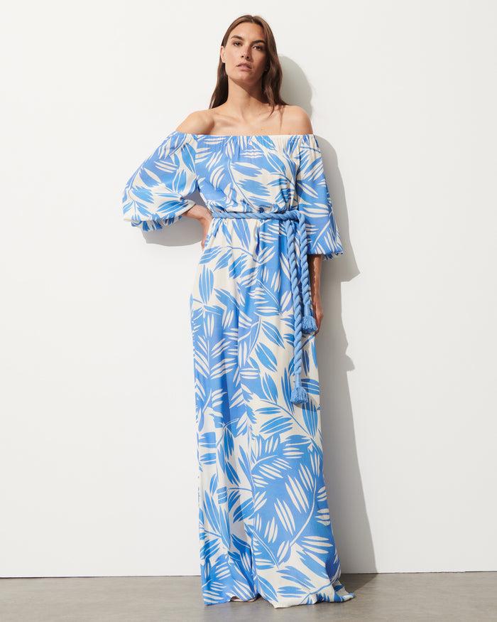 figue Stevie Dress Duo Leaf Surf Blue