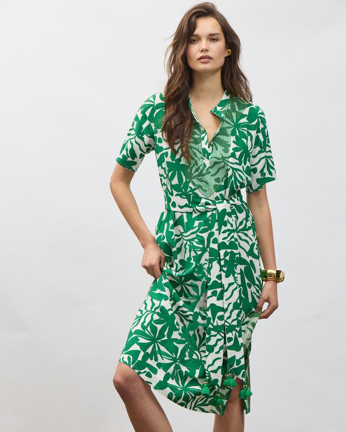figue Thandie Kaftan Abstract Flora Garden Green