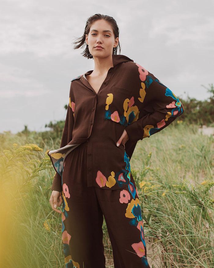 figue Tori Top Inkblot Ikat Espresso Brown