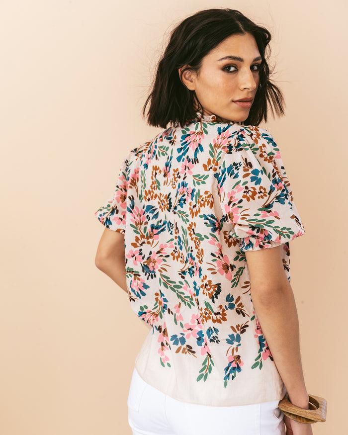 Figue Wilma Top Confetti Floral Biscotti Beige