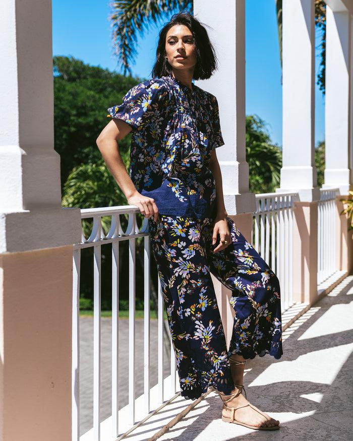 Figue Wilma Top Floral Bouquet True Navy