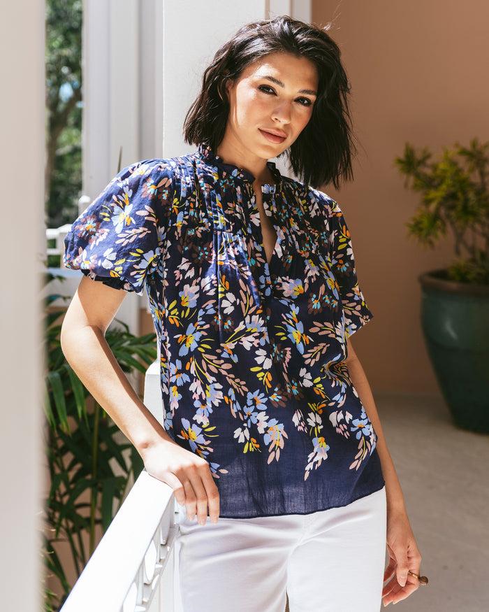 Figue Wilma Top Floral Bouquet True Navy