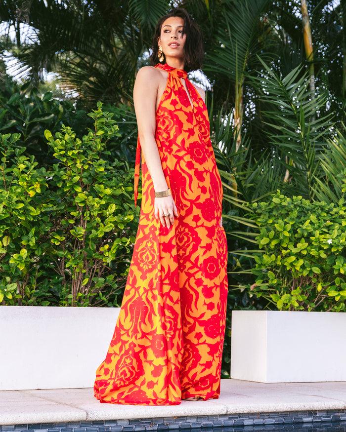 Figue Yvette Dress Caspian Garden Spice Orange