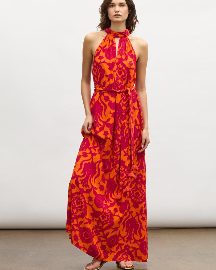 figue Yvette Dress Caspian Garden Spice Orange