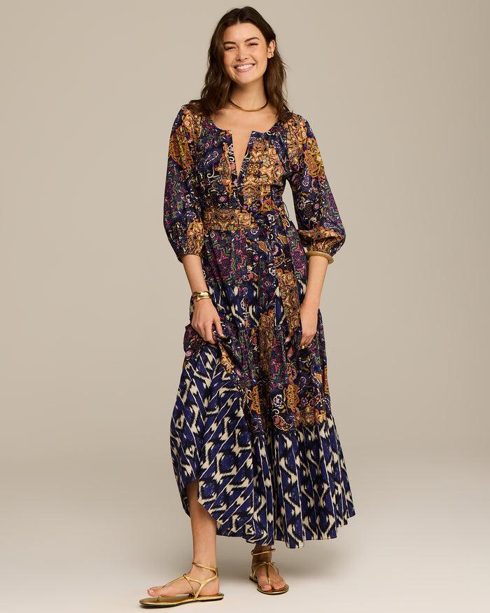 figue Johanna Dress Kaleidoscope Paisley Combo Blue