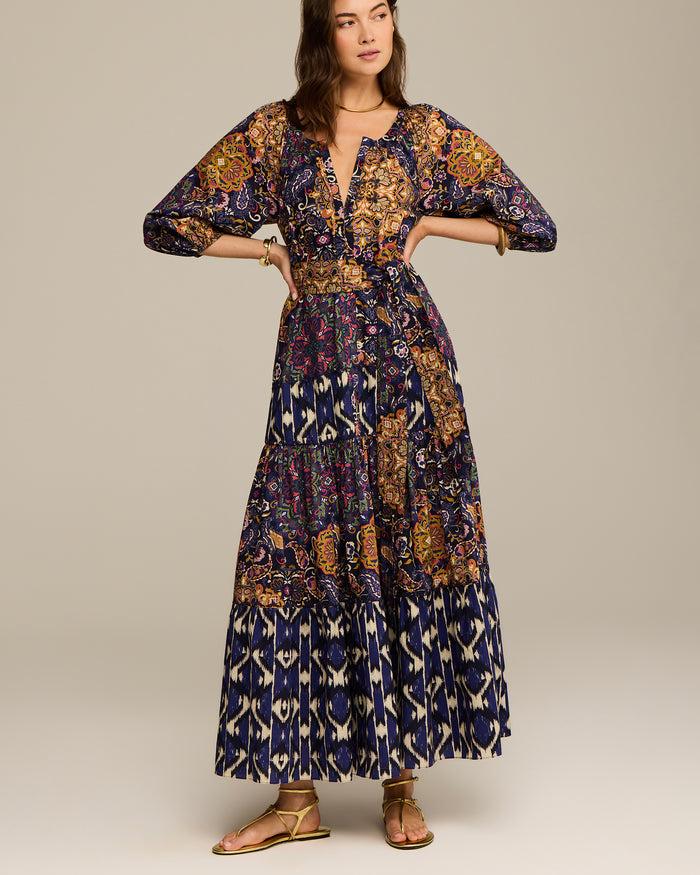 figue Johanna Dress Kaleidoscope Paisley Combo Blue