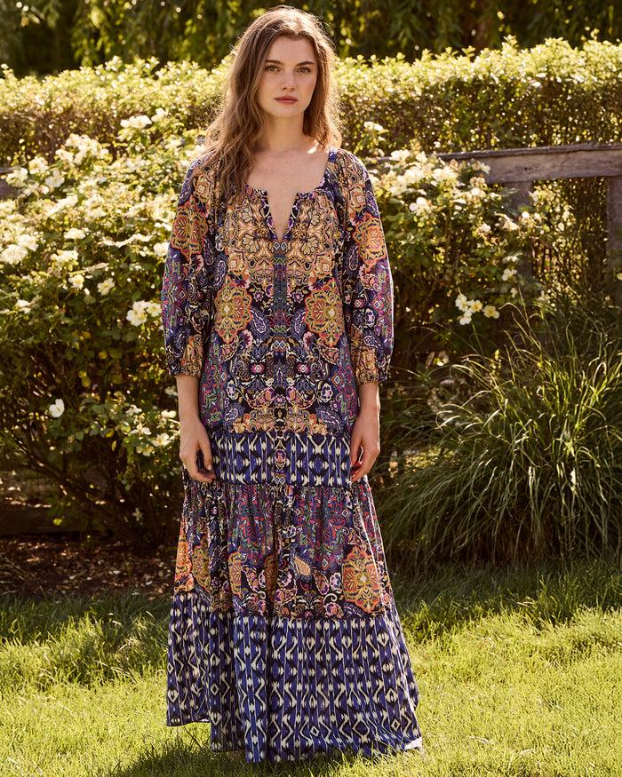 figue Johanna Dress Kaleidoscope Paisley Combo Blue