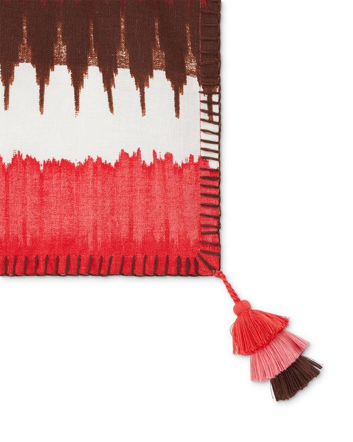 Figue Rectangle Tablecloth (120"x80") Ikat Stripe Coral