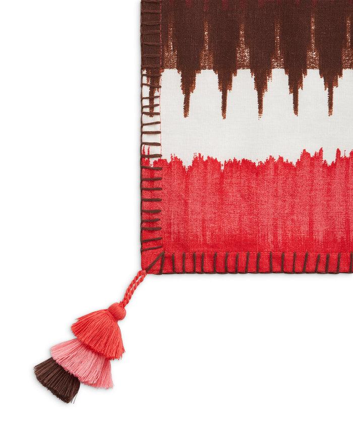 Figue Rectangle Tablecloth (120"x80") Ikat Stripe Coral