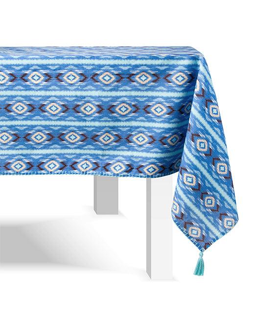 Figue Rectangle Tablecloth Diamond Ikat Clearwater Blue