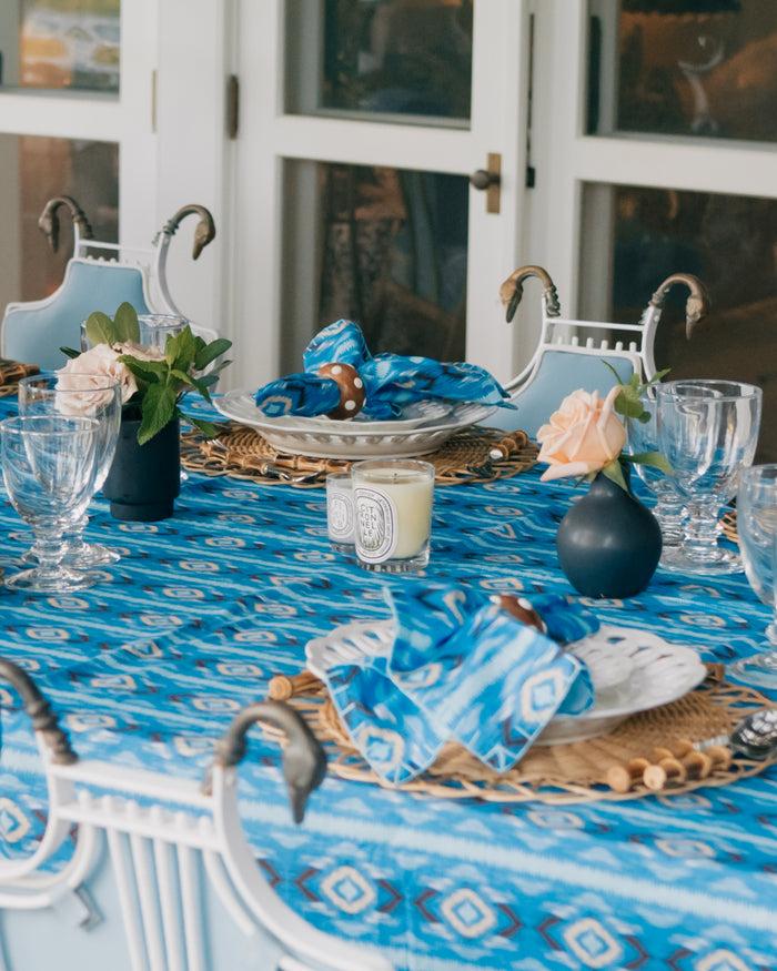 figue Rectangle Tablecloth Diamond Ikat Clearwater Blue
