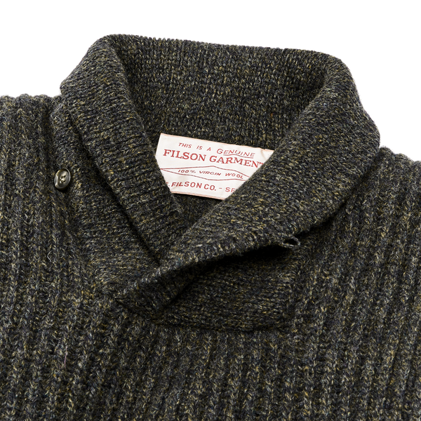 Filson Bristol Shawl Neck Sweater Moss / Black Melange