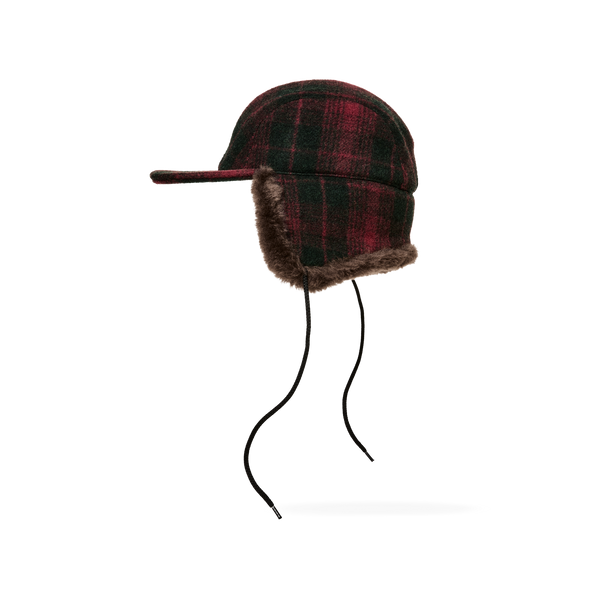 Filson Double Mackinaw Wool Cap Burgundy / Dark Olive Plaid