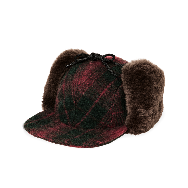 filson Double Mackinaw Wool Cap Burgundy / Dark Olive Plaid