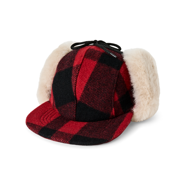 filson Double Mackinaw Wool Cap Red Black Plaid/birch