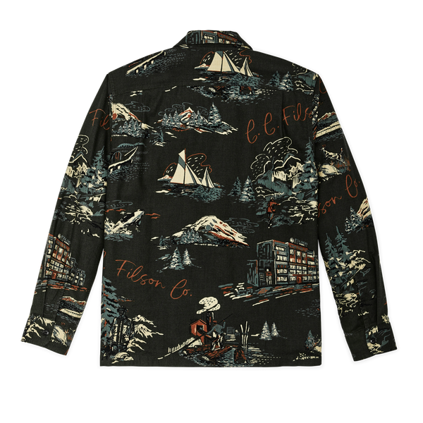 Filson Elk Heights Camp Shirt Green Northwest Scenic Print