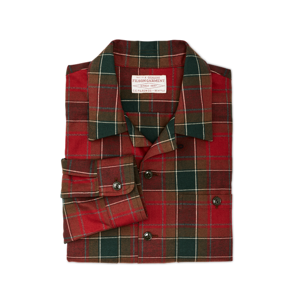 Filson Elk Heights Camp Shirt Sycamore Green / Red Plaid
