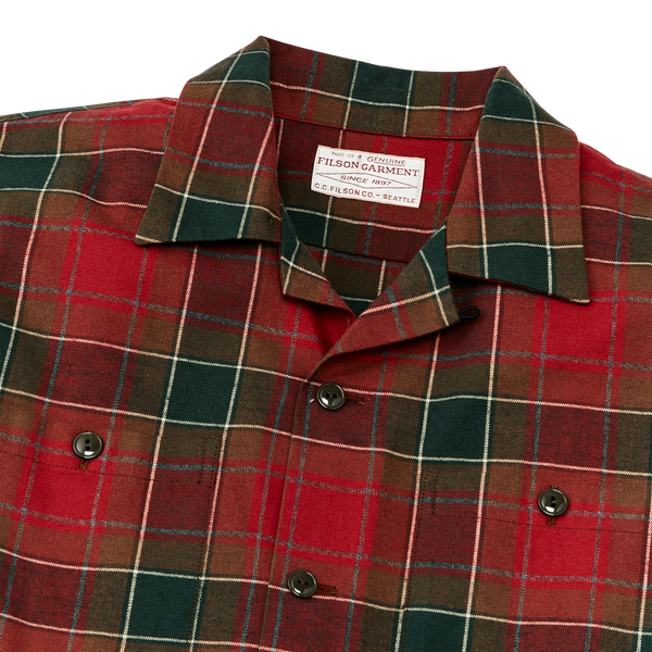 Filson Elk Heights Camp Shirt Sycamore Green / Red Plaid