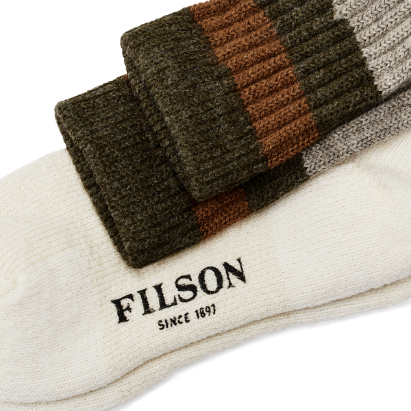 Filson 1970s Logger Thermal Socks Green Brown