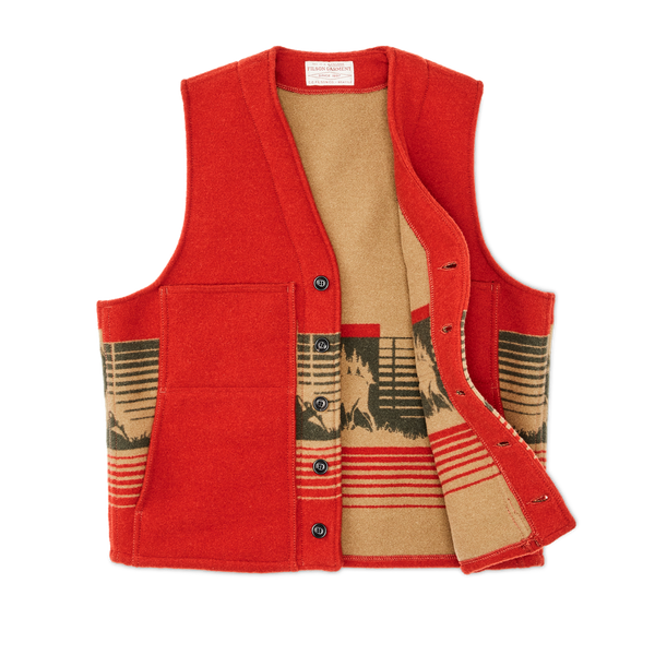 Filson Jacquard Wool Vest Red / Khaki / Forest Multi