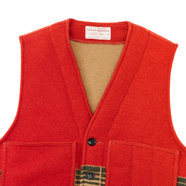 Filson Jacquard Wool Vest Red / Khaki / Forest Multi