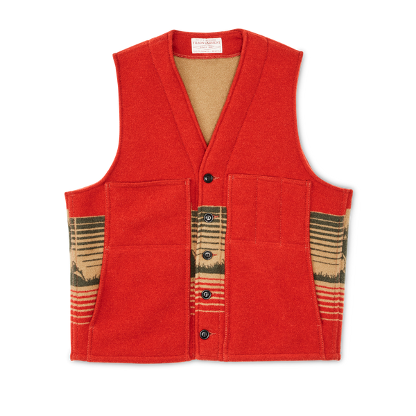 filson Jacquard Wool Vest Red / Khaki / Forest Multi