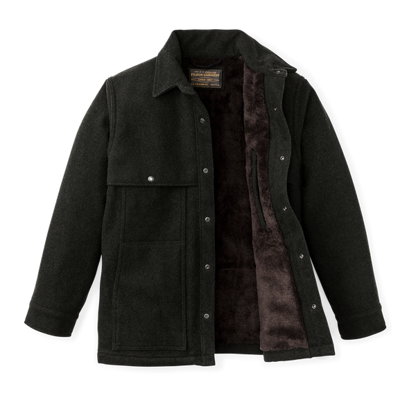 Filson Lined Mackinaw Wool Cape Coat Peat Black