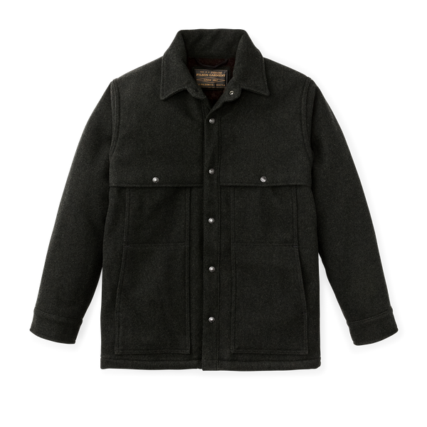 filson Lined Mackinaw Wool Cape Coat Peat Black