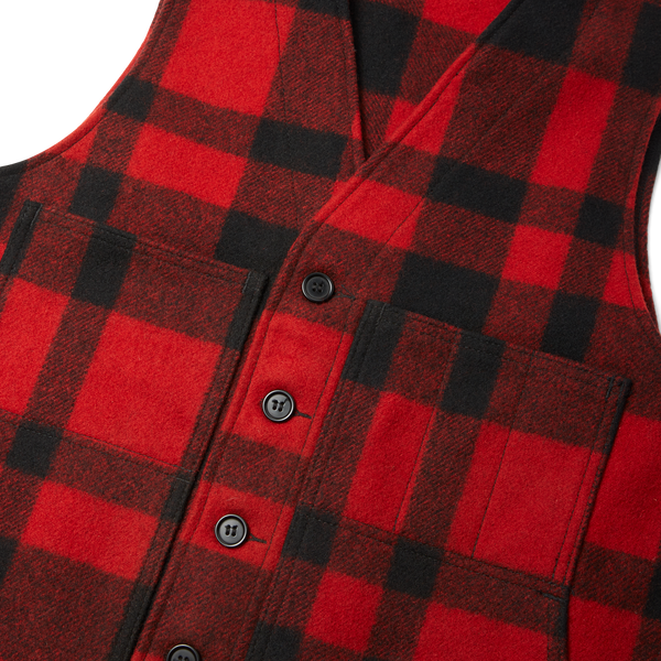 Filson Mackinaw Wool Vest Red/black Plaid