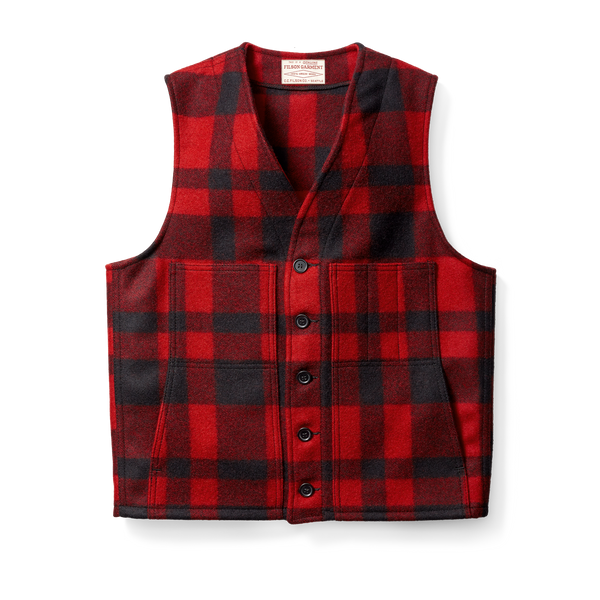filson Mackinaw Wool Vest Red/black Plaid