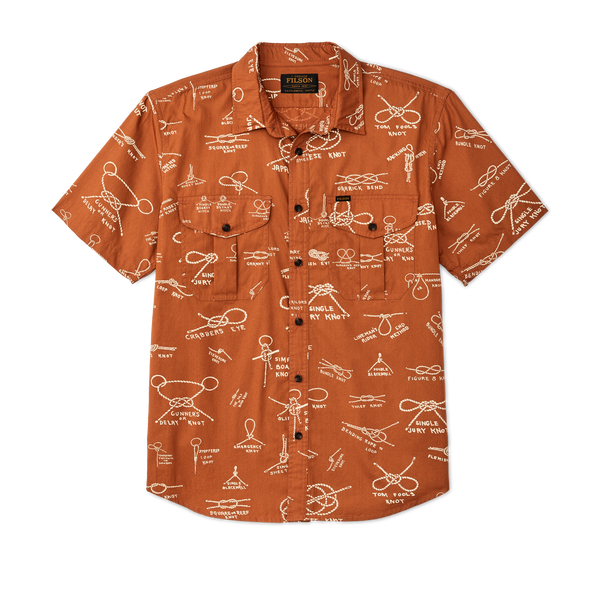 filson Filson's Washed Short Sleeve Feather Cloth Shirt Bourbon / Knots