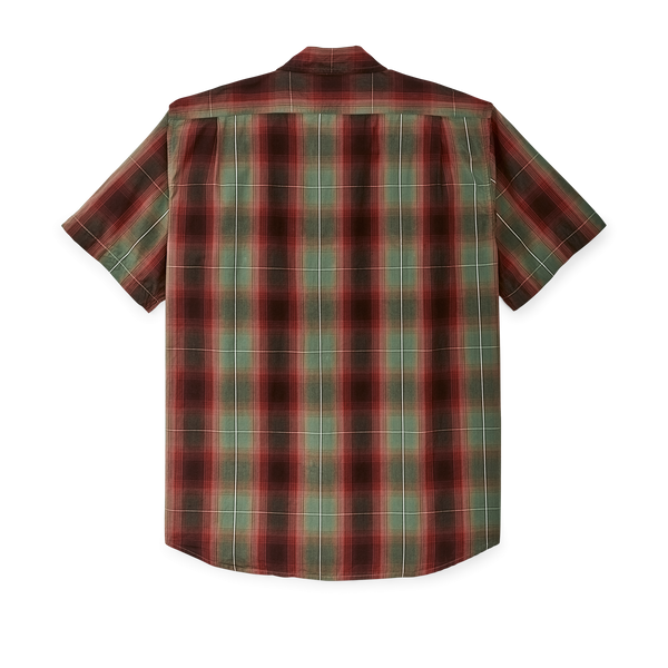 Filson Filson's Washed Short Sleeve Feather Cloth Shirt Green / Red / Black Ombre