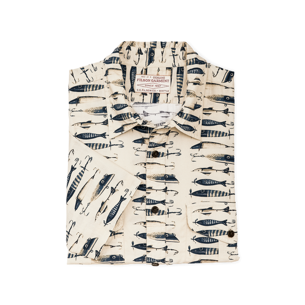 Filson Filson's Washed Short Sleeve Feather Cloth Shirt Natural / Lures